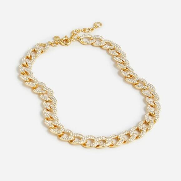 NEW J. Crew Havana Jones Iced Crystal Curb Chain Link Chunky Necklace - Picture 3 of 13